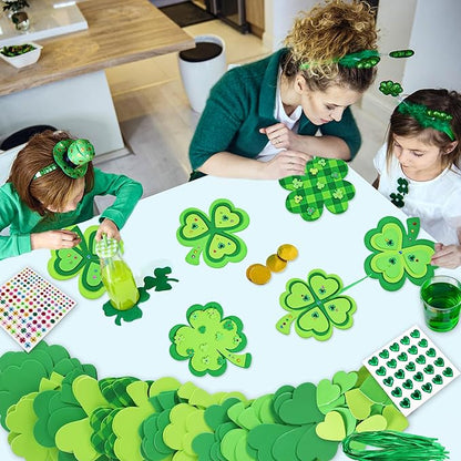 Malhaii St Patricks Day Crafts for Kids Adults, 24Set Foam Stickers Craft Kits Shamrock St. Patrick’s Day Decorations Gifts for Kids Party Games Prizes Saint Patricks Day Arts and Crafts for Kids