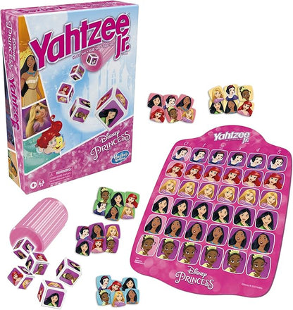 Hasbro Gaming Yahtzee Jr. Disney Princess Edition Dice Game | Kids Counting & Matching Games for Preschoolers | 2-4 Players for Girls & Boys | Ages 4+ (Amazon Exclusive)