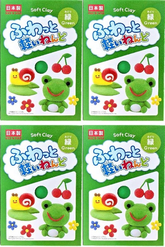 YACHIYO DAISO Soft Clay Lightweight Fluffy Packs (4 Set, Green)