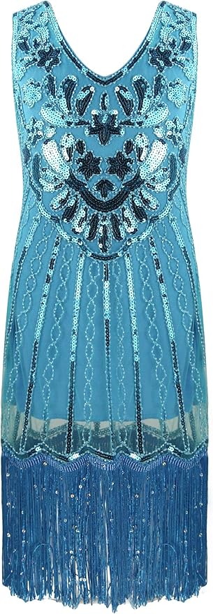 1920's Sequins Flapper Dress Children's Day Gift Party Halloween Costumes for Girls Accessories Set