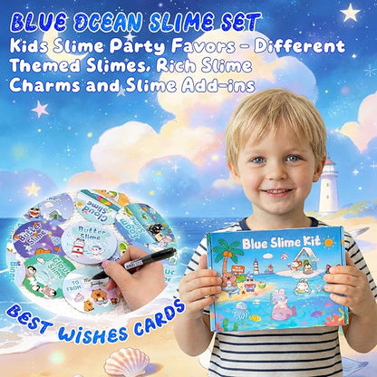 12 Pack Slimes, Blue Slime Kit, Clear Butter Slimes Cloud Slimes Fluffy DIY Kit for Girls Boys, Slime Party Favors Goodie Bag Easter Basket Stuffers, 4 5 6 7 8 9 10 Year Old Birthday Gift Cute Stuff