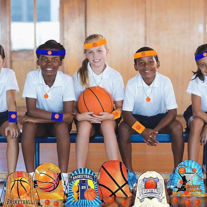 Basketball Party Favors Basketball Wristband Basketball Charm Bracelets Basketball Theme Drawstring Bags Gift Bags For Birthday Party Basketball Party Sports Team Gifts Supplies