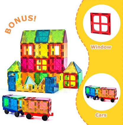 cossy 120Pcs Magnet Tiles Magnetic 3D Building Blocks Set Educational Construction Toys for 3+ Year Kids with Stronger Magnets, Rivets-Fastened, Educational, Recreational, Conventional