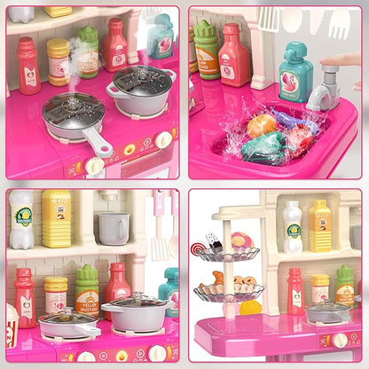 Play Kitchen for Girls & Boys - Realistic Toy Kitchen Set with Lights, Sounds, & Water Circulation for Ages 3-8