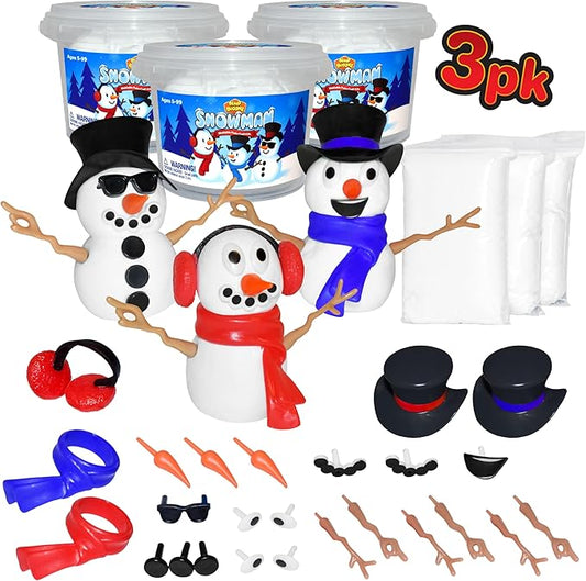 Snowman Craft Kit 3 Pack – Build, Play, and Display 3 Air-Dry Clay Snowmen All Christmas & Winter