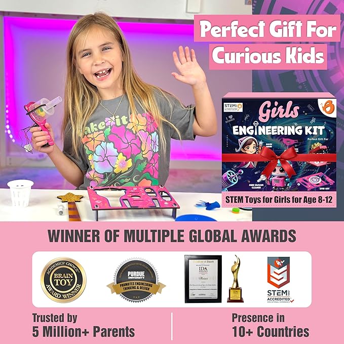 ButterflyEdufields 100+ STEM Projects | Girls Mini Engineering Kit for Ages 8 10 12 15 Years | Ultimate DIY Science Experiments for Kids | Educational Engineering Toys Best Birthday Gift idea