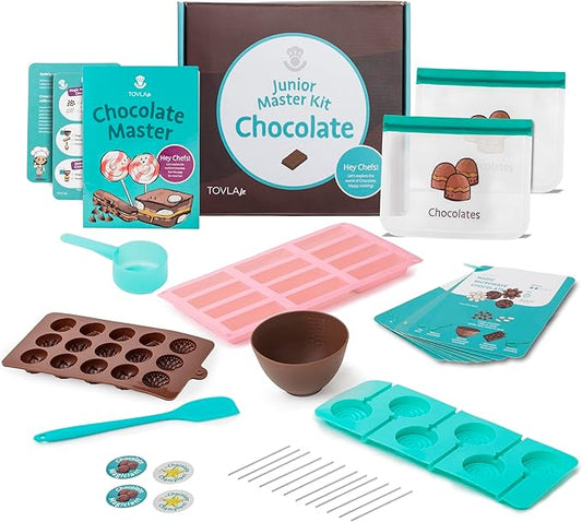 Tovla Jr. Ultimate Real Chocolate- Making Kit for Kids – Fun DIY Candy & Dessert Kit, STEM Activity for Ages 4+, Visual Learning Baking and Cooking Molds & Tools Set, Great Gift for Young Chefs