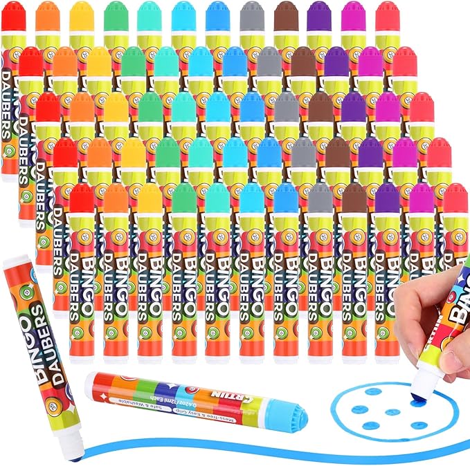 Crtiin 60 Pack Mixed Colors Set of Daubers Dot Markers Supplies in 12 Colors Art Markers Paint Craft for Art and Crafts Painting Supplies Drawing Coloring
