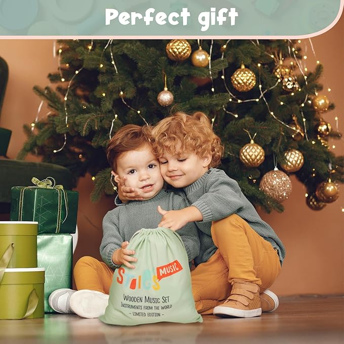 Stoie's Wooden Musical Instruments for Toddlers 1-3 - Montessori Music Toys for 1 Year Old, with Xylophone, Tambourine and More - Aids Educational Development and Creativity -Baby Musical Instruments