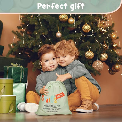 Stoie's Wooden Musical Instruments for Toddlers 1-3 - Montessori Music Toys for 1 Year Old, with Xylophone, Tambourine and More - Aids Educational Development and Creativity -Baby Musical Instruments