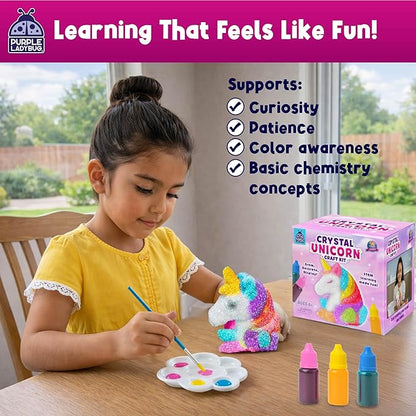 PURPLE LADYBUG Crystal Growing Kit for Kids - All-in-One Educational Gifts for Girls 8-12 Years Old, Crystal Making Experiment, Unicorn Theme STEM Kit for Girls, Fun Science Activity for Kids