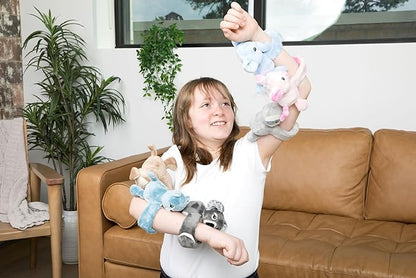 Hug Babies Cute Mini Plush Stuffed Animal Bracelet for Kids | Soft & Cuddly Portable Comfort Adorable On-The-Go Companion for Travel School & Adventures Ages 2+ (Emory The Elephant)