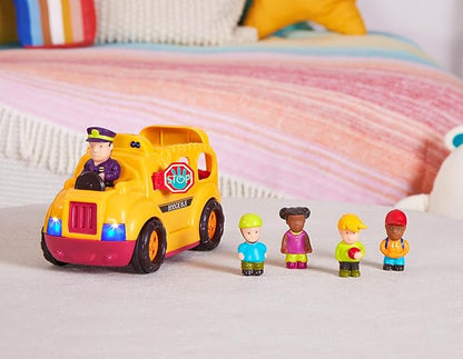 B. toys - Interactive Yellow School Bus Toy with Lights, Sounds & Dancing Passengers - Educational Vehicle Playset for Toddlers & Kids with 5 Figures - Auto-Off Battery Feature, Ages 18+ Months