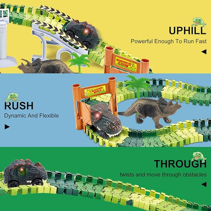 Kids Toys Train Dinosaur Toys: Dinosaur Train Toys Race Track Set 160PCS Boy Toys Dinosaur World Road Race Toddler Dinosaur Toys Cars Christmas Birthday Gifts for 2 3 4 5 6 7 8 Year Old Boys Girls