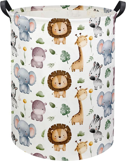 HIYAGON Baby Laundry Hamper Basket Baby Hamper for Nursery Boy and Girl Cute Kids Toys Storage Bin Organizer Animal Room Decor(Animal)