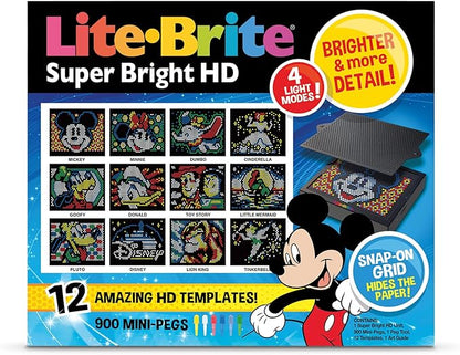 Lite Brite Super Bright HD, Disney Edition - Creative Retro Light-Up Screen – Educational Play for Children, Enhances Creativity, Gift for Boys and Girls Ages 6+