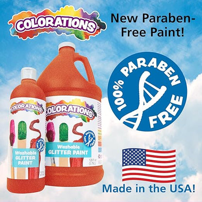 Colorations Washable Glitter Paint, Gallon, Green, Non Toxic, Vibrant, Bold, Kids Paint, Craft, Hobby, Fun, Art Supplies, 1 Gallon