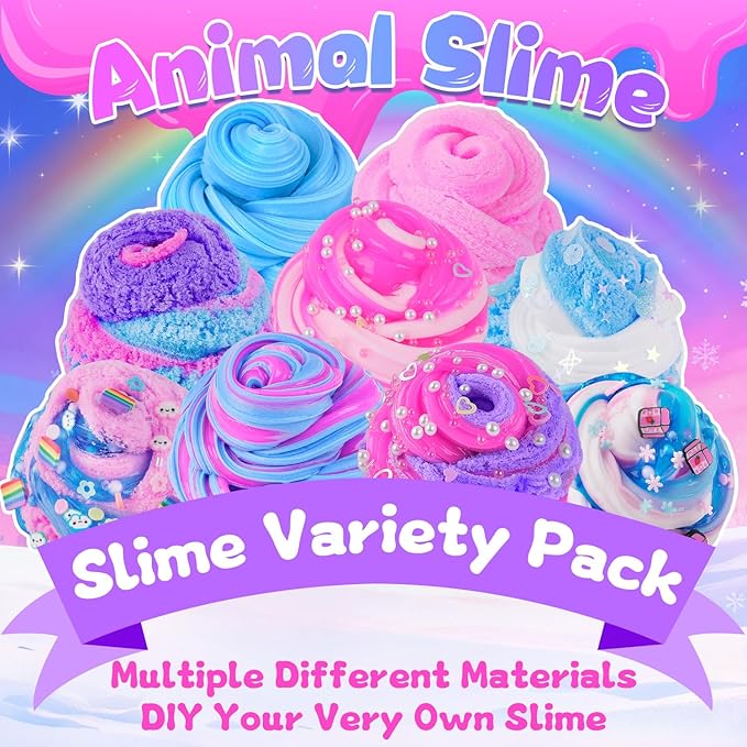 6 Pack Slimes, Slime for Kids Animal Wonderland, Butter Cloud Slime kit for Girls Ages 8-12, Toys for Girls and Boys, Birthday Halloween Christmas Party Favors for Kids Goodie Bag Stuffers