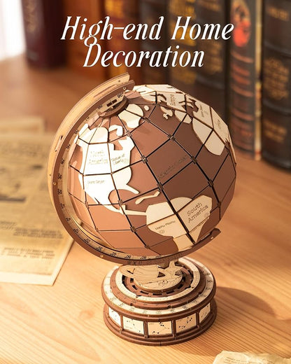 3D Puzzles Globe for Adults-Global Wonders, 3D Wooden Puzzles Model Building Creation Set for Adults, Home Decor/Creative Gifts/DIY Crafts for Teens (277PCS)