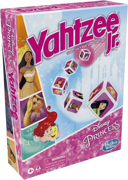 Hasbro Gaming Yahtzee Jr. Disney Princess Edition Dice Game | Kids Counting & Matching Games for Preschoolers | 2-4 Players for Girls & Boys | Ages 4+ (Amazon Exclusive)