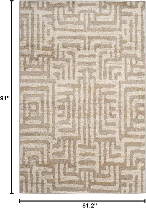 SAFAVIEH Amsterdam Collection Area Rug - 5'1" x 7'6", Ivory & Mauve, Modern Abstract Design, Non-Shedding & Easy Care, Ideal for High Traffic Areas in Living Room, Bedroom (AMS106A)