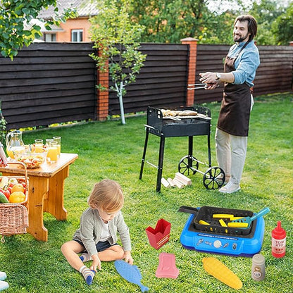 Kids Pretend Play Food with Water Activated Color Changing Toys, Cooking Grill Kitchen Playset for Kids, Great Outdoor Camping Toy, Cute Presents for Toddler Child Girl Boy 3 4 5 6 Year Old