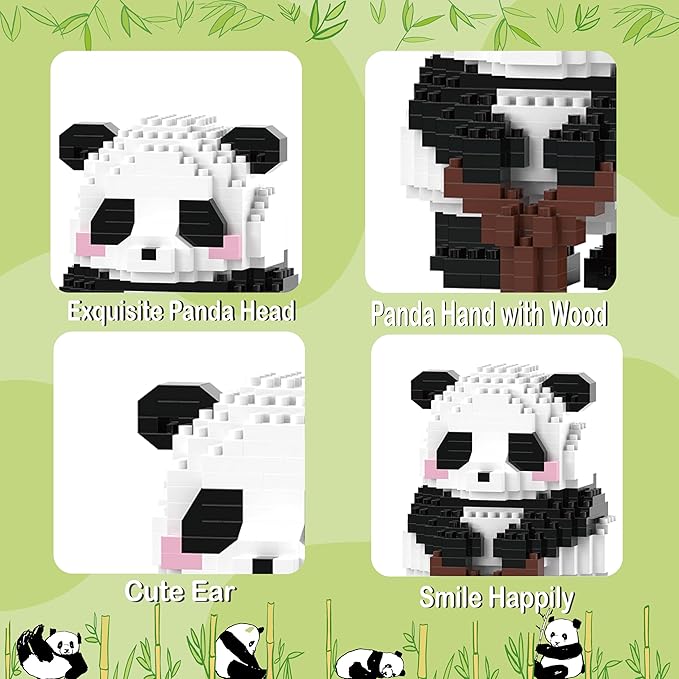Mini Building Blocks- Standing Panda, Party Favors- Micro Blocks Panda Toy for Kids 6 7 8 9 10+, Mini Blocks Building Sets for Adults, Easter/Birthday for Boys and Girls(509PCS)