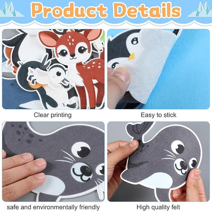 23 Pcs Felt Board Story Sets Polar Animals Felt Story Board Pieces Arctic Antarctica Ocean Animal Bear Penguin Whale Preschool Wall Storyboard Educational Learning Play Kit for Kids