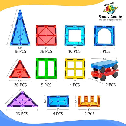 Magnetic Tiles 125 PCS+ Bonus Zippered CASE, Magnetic Tiles for Kids Toy for 3 4 5 6 7 8 Year Old Boys & Girls, Magnetic Tiles Building Set, Great Gift for Kids Aged 3-8, XL Set