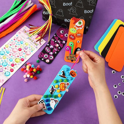 JULBEAR 36 Sets Halloween Crafts Kits DIY Blank Foam Decorations Sets Foam Self-Adhesive Stickers Arts for Kids Halloween Party Favors Classroom Activity Gift Exchange