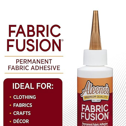 Aleene's Fusion Fabric Adhesive 2 fl oz 3-Pack, Washable Fabric Glue for Clothes, Denim, Leather, Polyester, Cotton, Fabrics, Dries Flexible