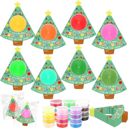 Tioncy 24 Pack Christmas Air Dry Clay Kit Gifts for Kids Christmas Goodie Bag Stuffers Christmas Classroom Prizes Bulk Christmas Stocking Stuffers Modeling Clay Kids Art Crafts Gift for Xmas