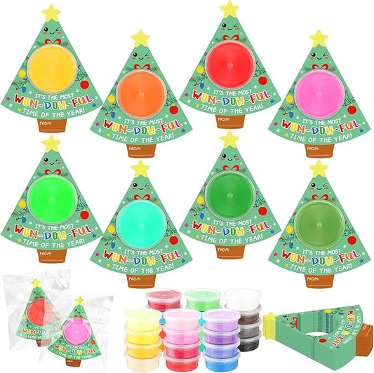 Tioncy 24 Pack Christmas Air Dry Clay Kit Gifts for Kids Christmas Goodie Bag Stuffers Christmas Classroom Prizes Bulk Christmas Stocking Stuffers Modeling Clay Kids Art Crafts Gift for Xmas