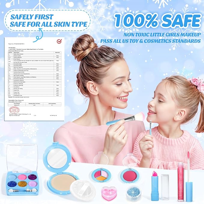 INNOCHEER Kids Makeup Kit for Girl Toys, Frozen Toys for Girls Makeup Kit, Washable Make Up for Kids Double Layer, Frozen Makeup for Little Girls, Gifts Toys for 3 4 5 6 7 8 9 10 11 12+ Year Old Girls