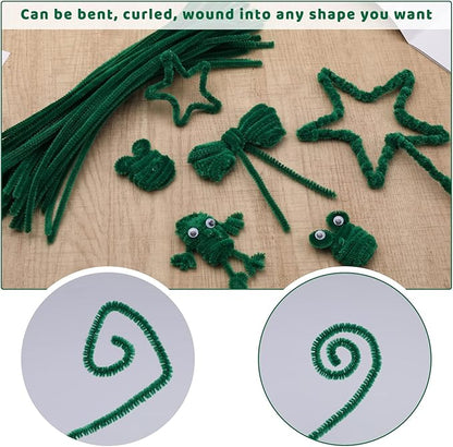 60 Pieces Green Pipe Cleaners, Christmas Craft Pipe Cleaners,Pipe Cleaners Chenille Stem,Pipe Cleaners Bulk,Art Pipe Cleaners for Creative Home Decoration Supplies Arts and Crafts Project