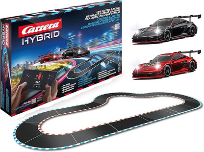 Carrera Hybrid Highway Challenge - Racing Fun of The New Generation - Legendary Porsche 911 GT3 R in 1:50 Scale - Hybrid Technology with AI Support - Control via Smartphone App