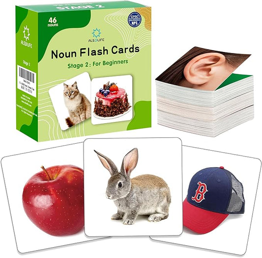 Noun Flash Cards for Toddlers, 50 Beginners-Level Durable Photo Flashcards, Speech Therapy Materials for Speech Delays, Great Teaching Tool for Fun Learning, Autism Flash Cards Non Verbal