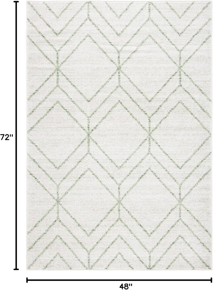 SAFAVIEH Adirondack Collection Accent Rug - 4' x 6', Ivory & Sage, Modern Geometric Design, Non-Shedding & Easy Care, Ideal for High Traffic Areas in Entryway, Living Room, Bedroom (ADR241W)