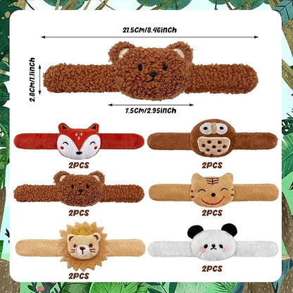 12 PCS Stuffed Animal Slap Bracelets Plush Animal Slap Bracelets Cute Wrist Slap Band Toy Wrist Animals Wrist Pets Slap Bracelet Wrist Toy for Boys Girls Easter Birthday Gifts Party Favors 6 Styles