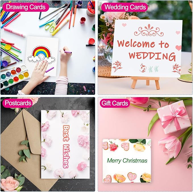 PATIKIL 200 Sets Pure Cotton Watercolor Cards 140lb/300 GSM Postcards with Envelopes for Art Painting Creative Thank Notes, 5x7 Inch