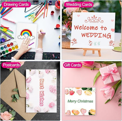 PATIKIL 200 Sets Pure Cotton Watercolor Cards 140lb/300 GSM Postcards with Envelopes for Art Painting Creative Thank Notes, 5x7 Inch