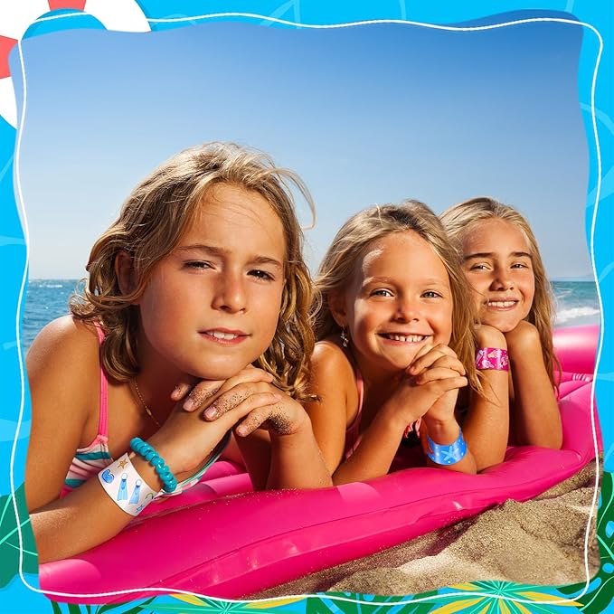 200 Pcs Summer Slap Bracelets Bulk Hawaiian Theme Slap Bracelets Beach Ocean Theme Snap Wristband Tropical Luau Party Favors for Birthday Classroom Prizes Exchanging Gifts