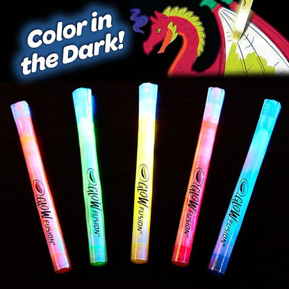 Crayola Glow Fusion, Glow in The Dark Coloring Set with Markers, Mythical Creature Coloring Pages, Gift for Kids