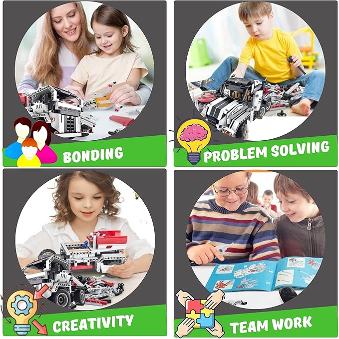 Remote Control Truck for Boys 8-12 Building Blocks Set Build Your own RC Semi Truck Toy A Fun Engineering Kit Stem Building Toy and Cool Birthday for 7, 8, 9, 10+ Years Old Boys