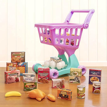 Battat- Play Circle- Shopping Cart – Toy Food – Play Kitchen For Toddlers- Pretend Play- Shopping Day Grocery Cart- 2 years +