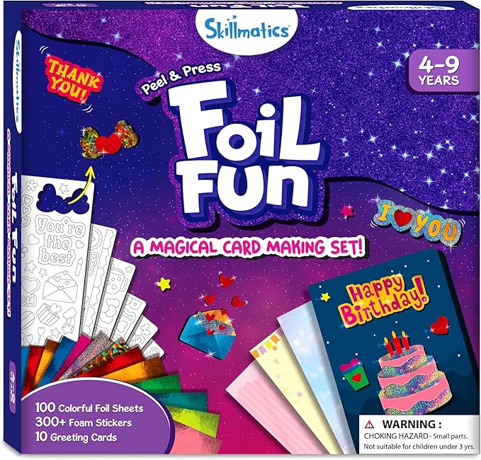 Skillmatics Art & Craft Activity - Foil Fun Card Making Set, No Mess Art for Kids, Craft Kits & Supplies, DIY Creative Activity, Valentine's Day Gifts for Girls & Boys Ages 4, 5, 6, 7, 8, 9