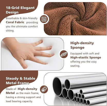 Folding Floor Chair 14-Position Cushioned Adjustable Floor Lazy Sofa Chair w/Breathable Cotton & Skin-Friendly Flannel for Adults & Kids Ideal for Reading Meditating, Brown