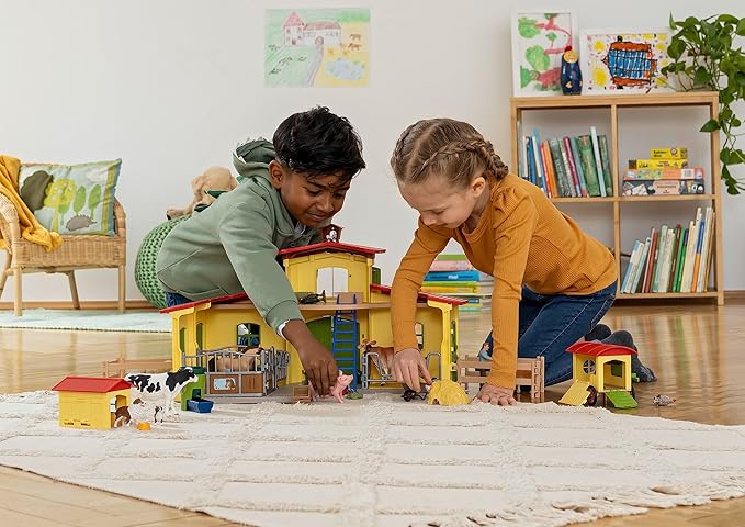 Schleich Farm World Giant 123-Piece Playset Pack with Farmhouse, Chicken Coop, Horse Stall, Farm Toys for Toddlers Ages 3+