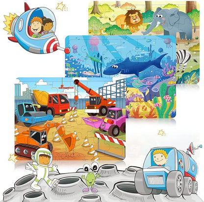 Puzzles for Kids Ages 3-5, 24 Piece Colorful Wooden Puzzles for Toddler Children Learning Educational Puzzles Toys for Boys and Girls (6 Puzzles)