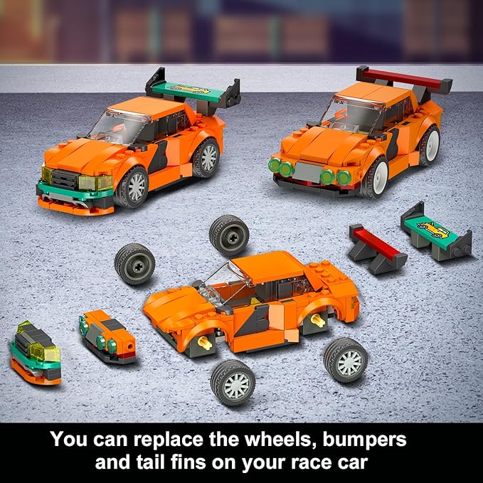 HOGOKIDS City Car Garage Building Set, 1022 PCS 3 IN 1 Auto Repair Shop, Gas Station, Car Wash Building Block with 2 Custom Cars Pretend Play Mechanic Toy Birthday Gift for 8-14+ Boys Teens Girls Kids